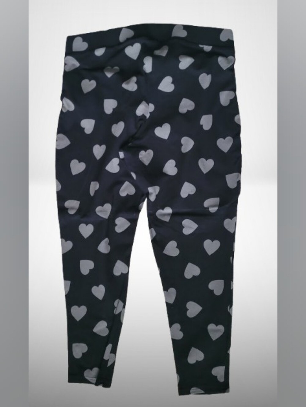 Torrid Black Leggings With Gray Hearts, Size 2x, Elastic Waist, Cotton Spandex